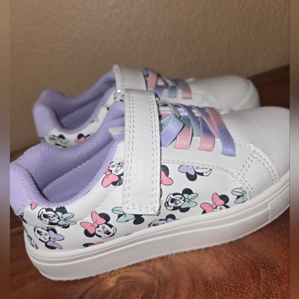 Disney Kids White and Pastel Minnie Mouse Sneakers